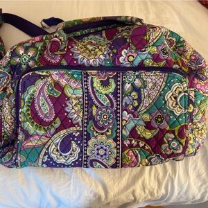Vera Bradley Purple and Green Travel Bag with Quilted Paisley Design